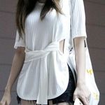 3.1 Phillip Lim Shortsleeve Ribbed Waist Scarf Wrap Tie Front Top Size XS Photo 0