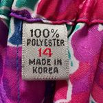 Vintage Floral Midi Skirt Size L Bright 80s Elastic Waist Pleated Front Size L Photo 5