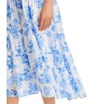 AQUA  Floral Midi Dress Smocked Tie Strap Tiered Casual‎ Summer White Blue L Photo 3