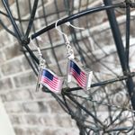Handmade American Flag Earrings Patriotic Labor Day  July 4th Veterans Memorial P… Photo 2