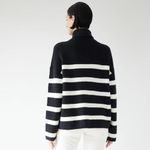 NEW Velvet By Jenny Graham Sz Small Encino Sweater Striped Turtleneck Wool Blend Black Photo 2