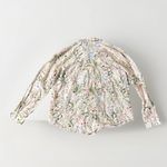 J. Jill Floral Cream Red Green Peach Button Down Shirt Top S Cotton Silk Yellow Photo 3