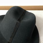 Janessa Leone Wool Fedora Hat Womens Medium Black Wide Brim Ribbon Stripe * Photo 5