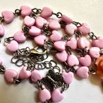 Pink heart flower cross rosary necklace Photo 7