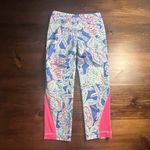 Lilly Pulitzer Luxletic Capri Leggings Shell Print Pink Blue Trim Womens Size XS Photo 2