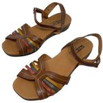 Pikolinos Leather Strappy Sandals Women’s EU 37/US 6.5-7 Brown Colorful Boho Photo 3