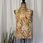 Nine West  Sleeveless‎ Career Blouse Siz S Orange White Abstract Print Office Top Photo 2