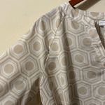 New York & Company Cream Geometric Long Sleeve Blouse Tan Size L Photo 5