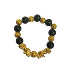Feng Shui Black and gold tone Mantra Bead Bracelet with Double dragons Photo 6