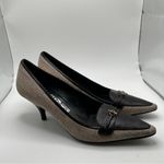 Salvatore Ferragamo  canvas pumps black vintage size 8.5 AA (narrow) kitten heel Photo 4