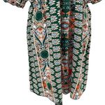 SheIn  Womens‎ Surplice Front Boho Dress V Neck Batwing Sleeve Green Orange Large Photo 2