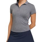 Outdoor Voices Players Polo Shirt Women’s Large Blue Tennis Mesh Photo 0