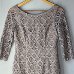 Vince Camuto V-Back Metallic Lace Sheath Dress Size 2 Photo 4