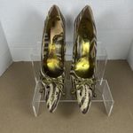 J RENEE' Leather Tiger Stripe Copper Shine Stiletto Size 6.5 Gold Photo 1