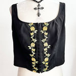 Cider Black Embroidered Floral Bustier Tank Top Corset Romantic Renaissance Medium Photo 0