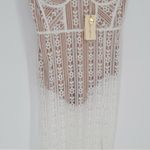 For Love & Lemons NEW Dakota Lace Midi Dress Bodysuit Sheer White Size M Photo 6