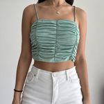 Love j Mint blue ruched cami crop top Photo 5
