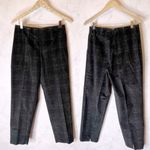 Piazza Sempione Audrey black plaid velvet high waisted straight leg ankle pants Photo 6