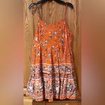 Urban Outfitters  Hanna Orange Floral Babydoll Scalloped Mini Dress Size‎ Small Photo 2