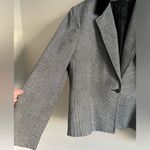 Vintage Houndstooth Blazer Velvet Collar Career Jacket Size 38 Modern Large Black Photo 3