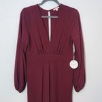 Luxxel  Burgundy Long Sleeve Jumpsuit NWT Size Medium Oxblood Wide Leg Jumpsuit Photo 2