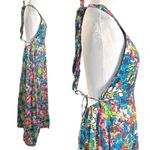 Free People Retro 60s 70s Floral Psychedelic Saffron Halter Maxi Dress Small Photo 5