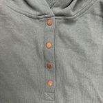 AEMI+CO Teal Blue Long Sleeve Cotton Henley Hoodie Sweatshirt Women's Medium Size undefined Photo 2