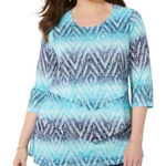 Catherines  Aqua Blue Poetry Tiered 3/4 Sleeve Tee Size‎ 4X Photo 0