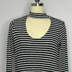 Calvin Klein Jeans Striped Cut-Out Mock Neck Top M Photo 5