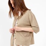 Lauren Manoogian Pima cotton baby alpaca cardigan in jute NWT Tan Size L Photo 2