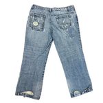 Y2K boho jeans capri patchwork boho hippie distressed artsy streetwear cropped Blue Size undefined Photo 5