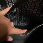 Tory Burch Gemini Link Canvas Tote Navy Black Striped Chain Print Large Bag Photo 4