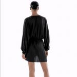 ZARA  SATIN EFFECT WRAP LONG SLEEVE MINI DRESS BLACK SIZE S NEW Photo 8