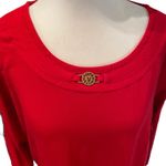 Anne Klein Sport Red with Gold Emblem 3/4 Sleeve Women’s Tee Size 1X Photo 1