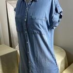 Velvet Heart denim Buttoned Mini Dress with Cuffed Sleeves Photo 2