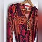 Michael Kors Snake Skin Patchwork Dress Lace Up Chain Brown Orange Baddie Small Photo 2