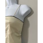 COMMENSE Cream Satin Cami Top Black Trim Open Tie Back Cropped Size M Size M Photo 5