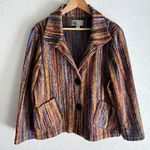 Habitat  Multicolor Button-Up Yarn Knit Jacket Size XL Boho Artsy Photo 0