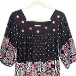 Ramona Rull Rare Vintage Boho Baby Doll Cotton Embellished Midi Dress Medium Bla Black Photo 1