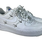Nike AF1 Silver Studded Swoosh Low Top White Leather Sneakers 6.5W Streetwear Photo 0