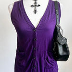Forever 21 Purple Button Knit Vest, Y2K, Grannycore,‎ Indie, Retro, Cottagecore, Small Photo 0