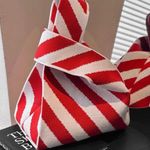 Knit Bag, Candy Cane Stripe Double Handles Photo 0