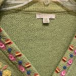 Vintage Green Cardigan with Floral Accents Size L Photo 2