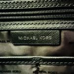 Michael Kors  Morgan Black Gray Logo Print Leather Medium Tote Bag Photo 7