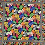Perry Ellis Vintage  Silk Square Scarf Colorful License Plate Novelty Print 31” Photo 1