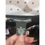 CHELSEA & THEODORE Black Floral Tiered Peasant Blouse Top XL Long Sleeve Tie Photo 3