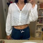 Ecote White Long Sleeve Cropped Blouse Photo 0