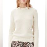 Ganni WHITE BRUSHED ALPACA O-NECK SWEATER Photo 3