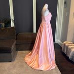 Women’s Pink Spaghetti Strap FullLength Leg Slit Formal Party Prom Dress Size 10 Photo 3