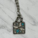 Faux Turquoise Studded Square Silver Chain Link Belt One Size (OS) ✨ Photo 2